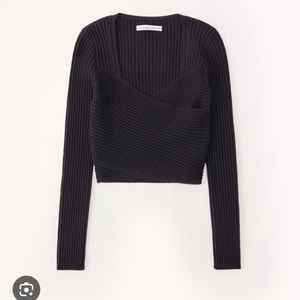 Black Abercrombie luxeloft wrap sweater top